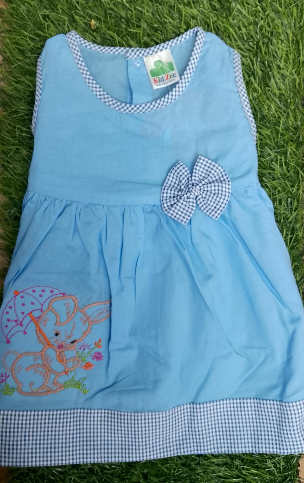 BABY FROCK CHECK BOW 3651