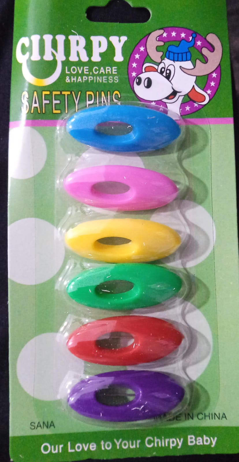 BABY SAFETY PIN CARD-CHIRRY