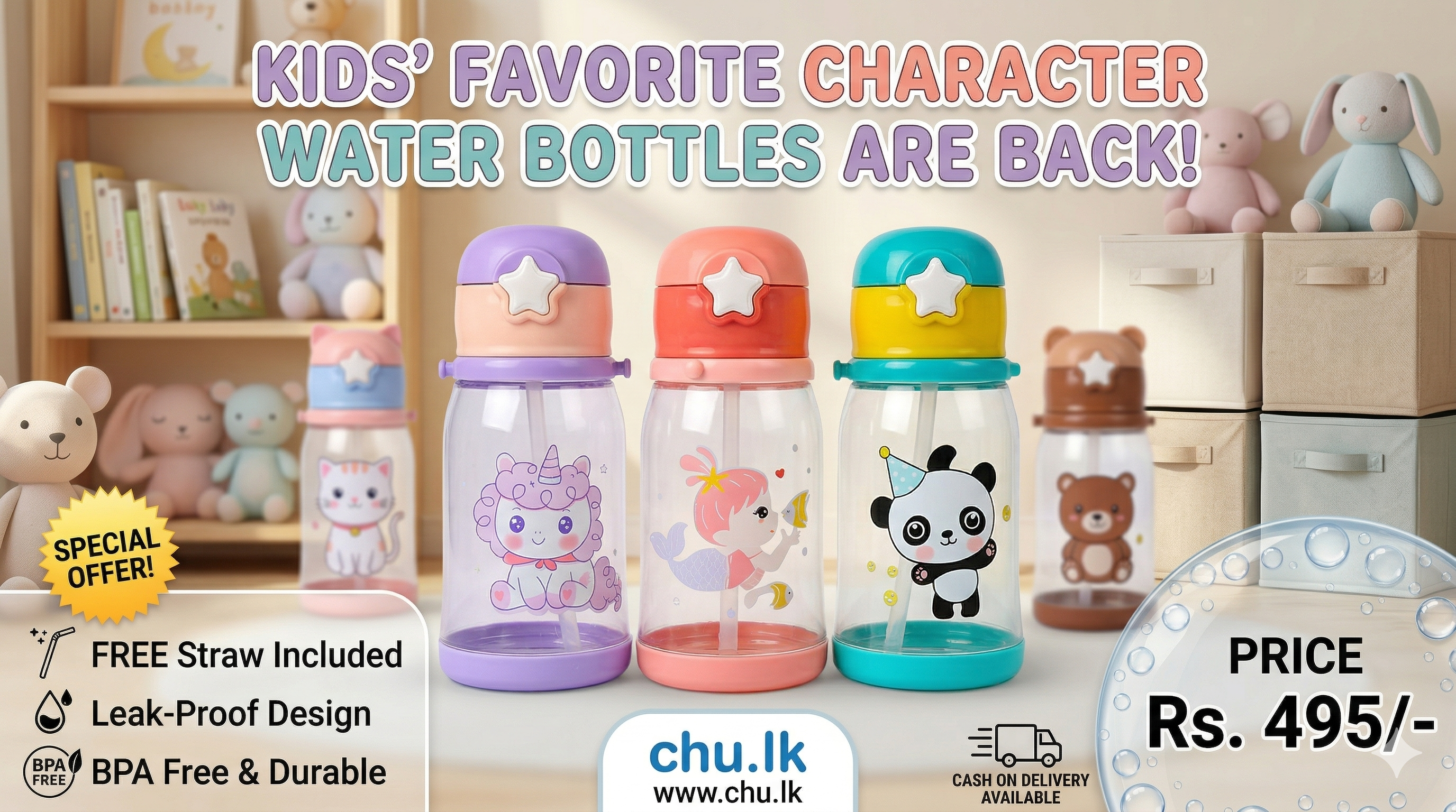 Baby Feeding Bottle With Straw 600ml