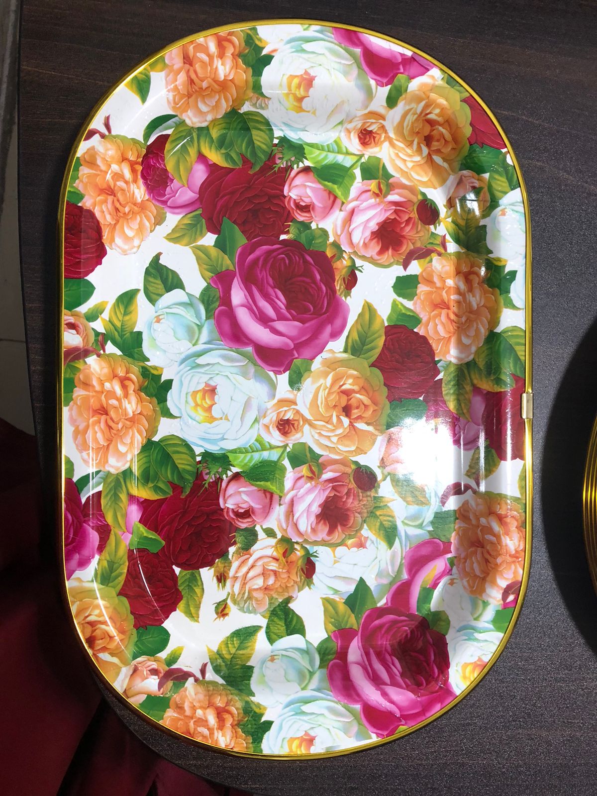 TRAY OVEL PRINTED GOLD